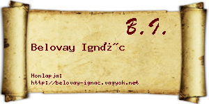 Belovay Ignác névjegykártya